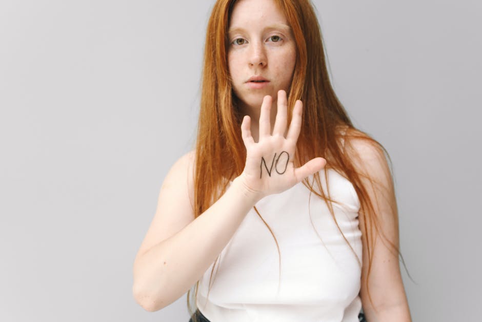 An image depicting a person confidently saying no.